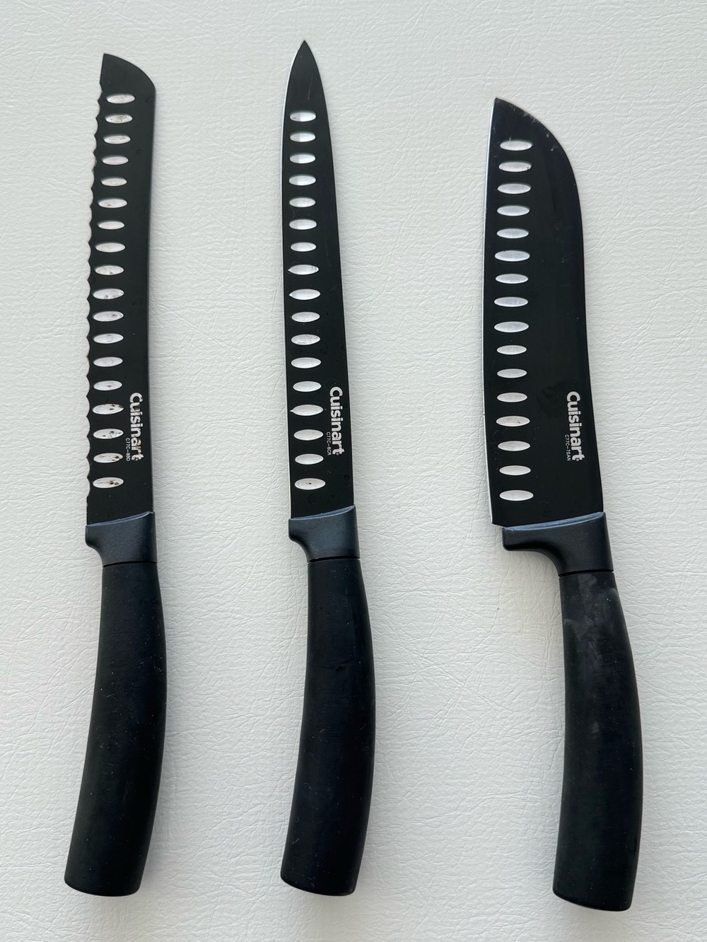 3 Cuisinart Knives Bread Santoku Carving Used